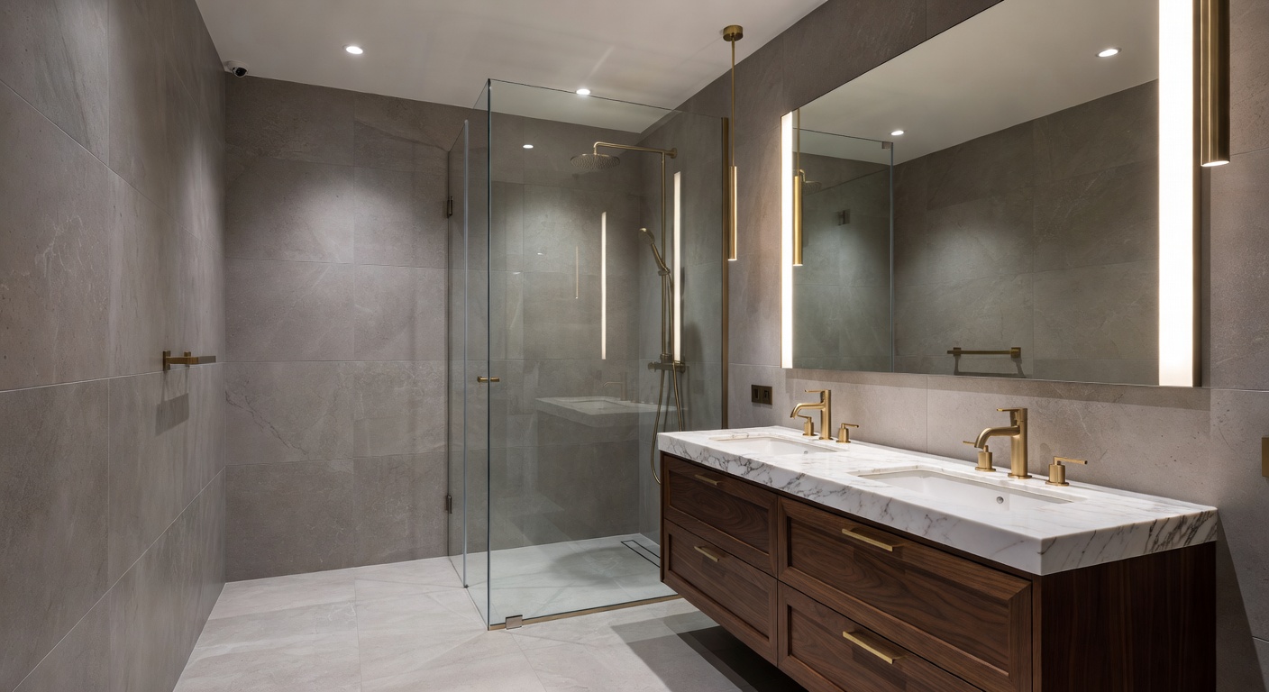 Luxe gerenoveerde badkamer met inloopdouche, regendouche en vloerverwarming